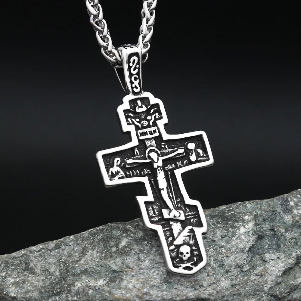 Mode Edelstahl Jesus Kreuz Kruzifix Anhänger Für Männer Frauen Punk Hip Hop Halskette Religion Amulett Schmuck Geschenke Großhandel