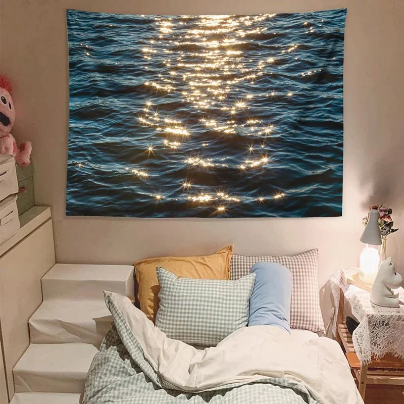 River Tapestry Wall Decor Vintage Sea Vacation Tapestry Bedroom Decoration Tapestry Bedding Room Decorative