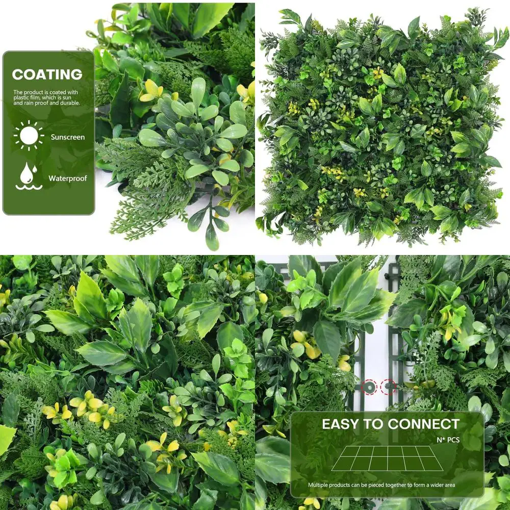 

Настенные панели из искусственной травы — 12 шт. по 10x10 дюймов самшитовые хеджи для наружного и внутреннего декора зелени, с защитой от ультрафиолета