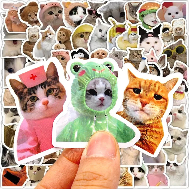 10/50/100pcs Cute Funny Cat Stickers Kawaii Cartoon Animals Decals Laptop Motorcycle Suitcase Notebook Kids Waterproof Sticker