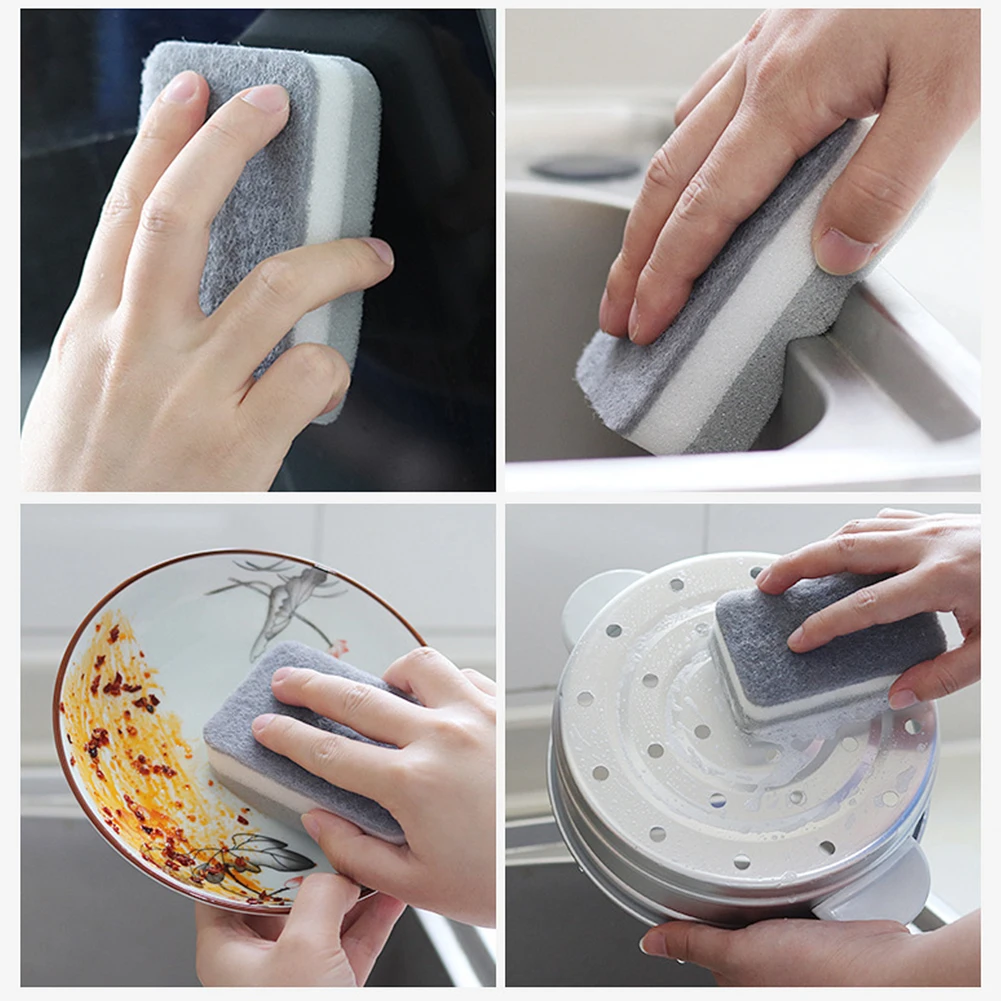 3 Layers Cleaning Sponges Pan Pot 5/10/20pcs Double-sided Dish Dish-Washing Sponges Household Scouring Pad Kit Tools Brush