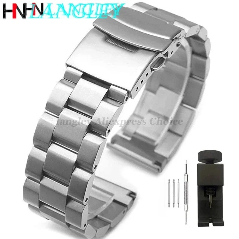 18mm 20mm 22mm 24mm Solide Edelstahl Uhrenarmbänder Für Seiko für Huawei GT3 Pro 46 42mm Metall herren Business Luxus Armband