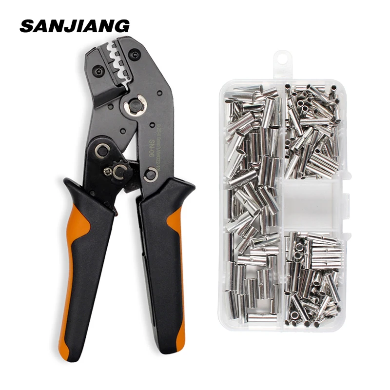 

SN-06 200Pcs Copper Butt Splice Crimping Tool Kit Cold Terminal Set OT/UT Connectors Multi-Function Tool 0.5-6mm²AWG20-10 Plier