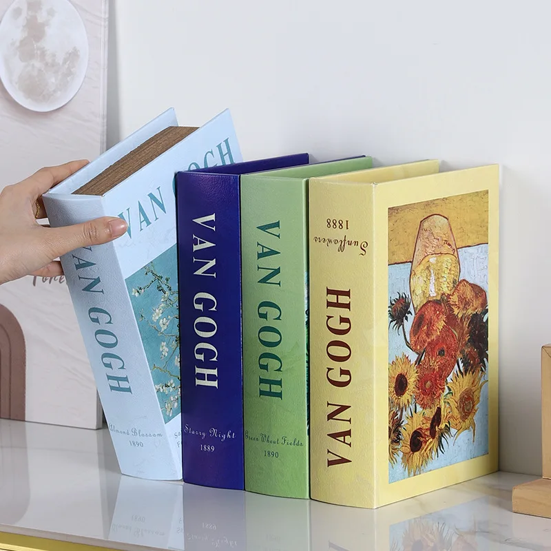 

‌Vincent Van Gogh Style Book Box - Nordic Farmhouse Decor with Hand-Painted Design, Elegant Home Office Organizer‌