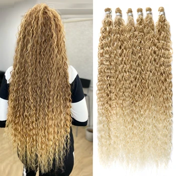 Pacotes de cabelo encaracolado sintético extensões de onda de água tecer anjo mais anjoplus fibra resistente ao calor cabelo sintético de alta qualidade