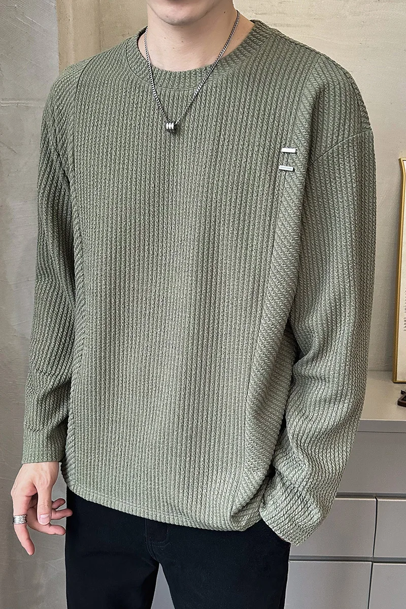 2026 Autumn Men's Fashion Casual Round-neck Korean-style Long-sleeved T-shirt Base Layer Shirt