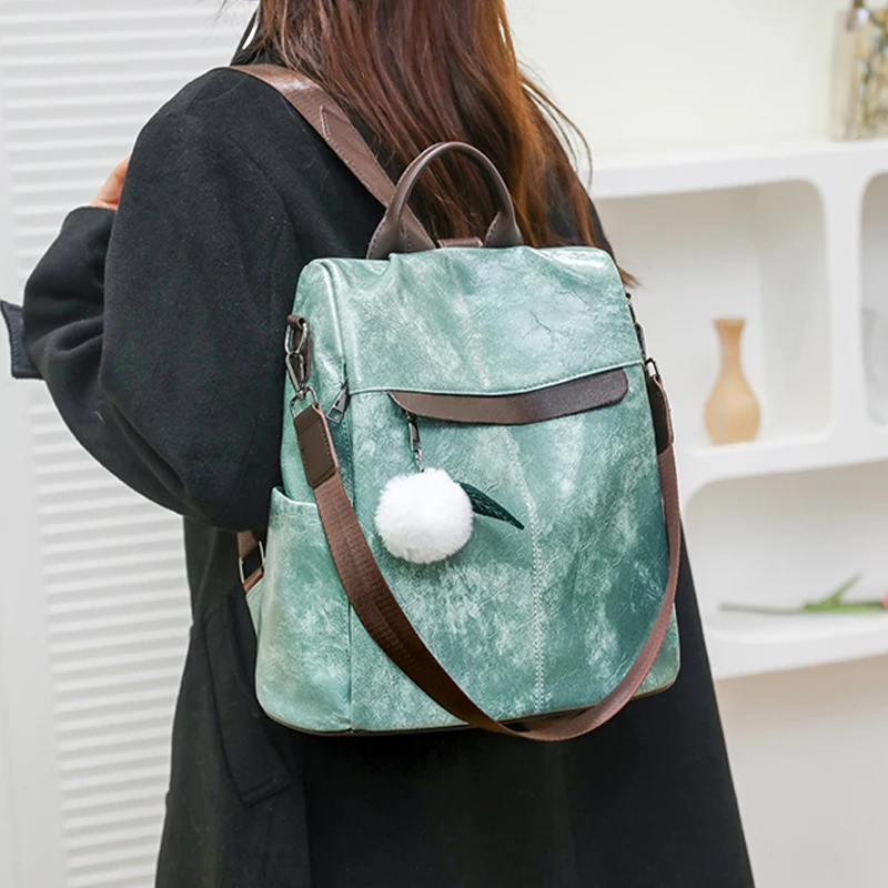 Mochila De Cuero PU de alta calidad para mujer, bolso Vintage de cuero suave, bolsos escolares, bolso de hombro informal de Lides, mochila Vintage