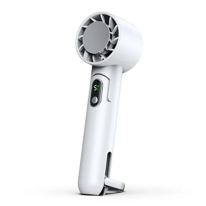 USB Handheld Mini Fan Foldable Portable Neck  Fans 4000mAh 5 Speed USB Rechargeable Fan with Phone Stand and Display Screen
