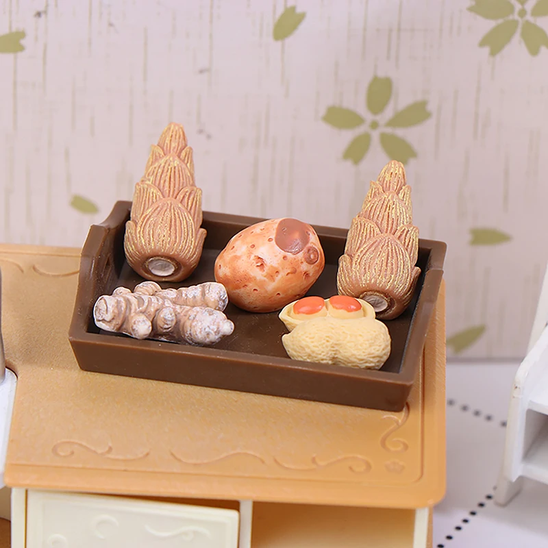 1/12 Dollhouse Simulation Vegetable With Tray Set Dollhouse Miniature Kitchen Food Decoration Dolls House Accessories