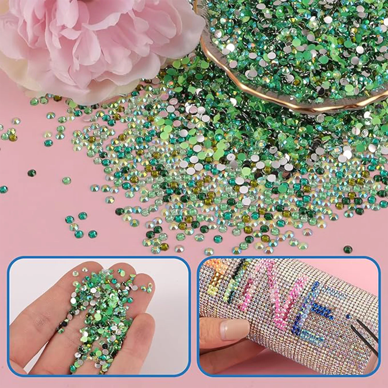 4500 Stück Diamanten für Bastelarbeiten, 3mm Kristalle Strass, Flache Glitzer-Edelsteine Nagel-Diamanten Strass für Kleidung Accessoires DIY – Detail 3