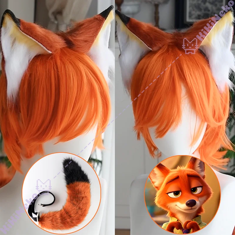 

Мультфильм Ник Уайлд, реквизит для косплея, Николас Бейтериус Уайлд, персонализированный ушной хвост, потому что для Хэллоуина, вечеринки, комиксов, для взрослых, женщин и мужчин