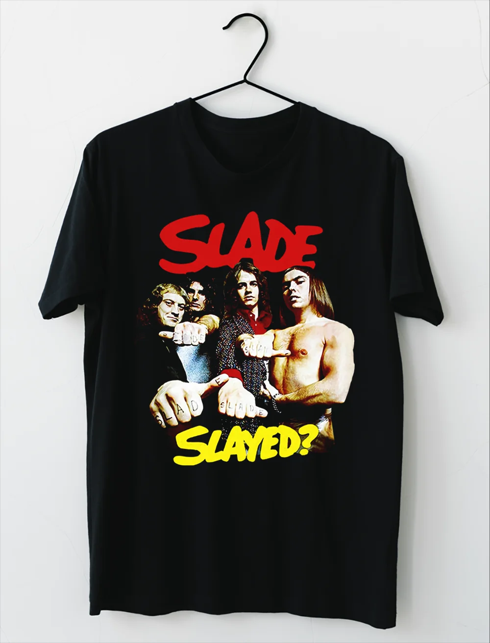 NEW Rare SLADE BAND Slayed Short Sleeve Black All Size Gift For Fan Shirt AL151