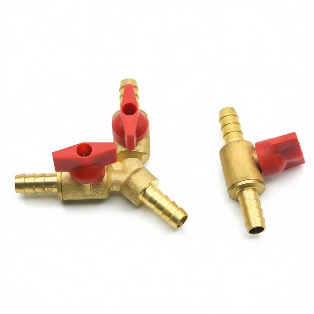 valvula-de-tres-vias-em-y-de-cobre-macico-com-conector-de-mangueira-e-conexao-de-tipo-«barbed»-com-interruptor-manual-para-controlo-do-fluxo-de-liquidos-gas-e-agua