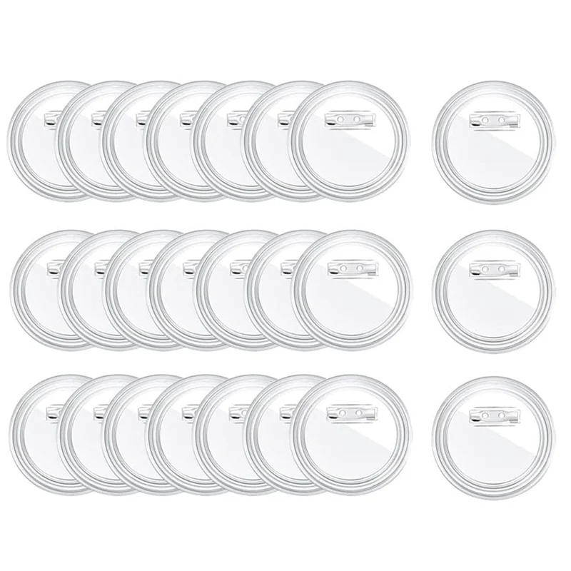 3 Inch Acrylic Button Pins Clear Plastic Button Badges Pin Craft Button with Pin Blank Pins Photo Buttons Pin, 25 Pack