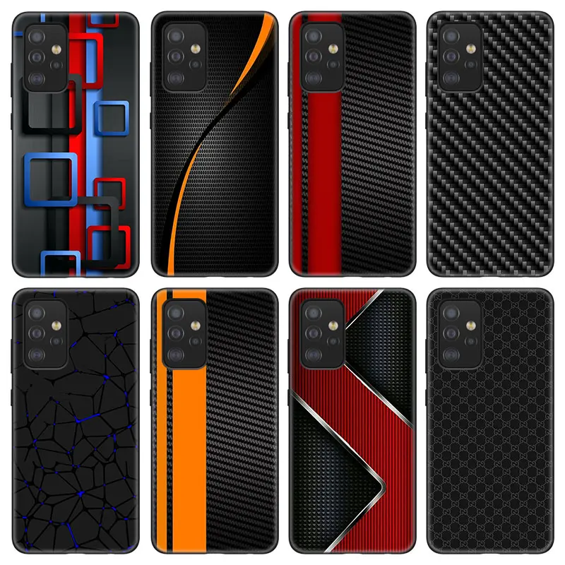 Car Carbon Fibre Line Phone Case For Samsung Galaxy A12 A22 A21S A02S A31 A32 A50 A51 A70 A71 A72 A11 A10S A20S A30S A52 S 5G