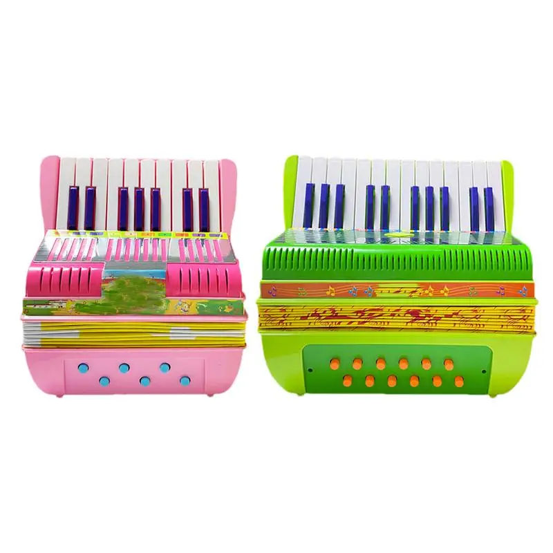 Accordion Musical Instrument Toy 17Keys Button Accordion Small Accordion Toy Educational Toy Preschool Lightweight Musical