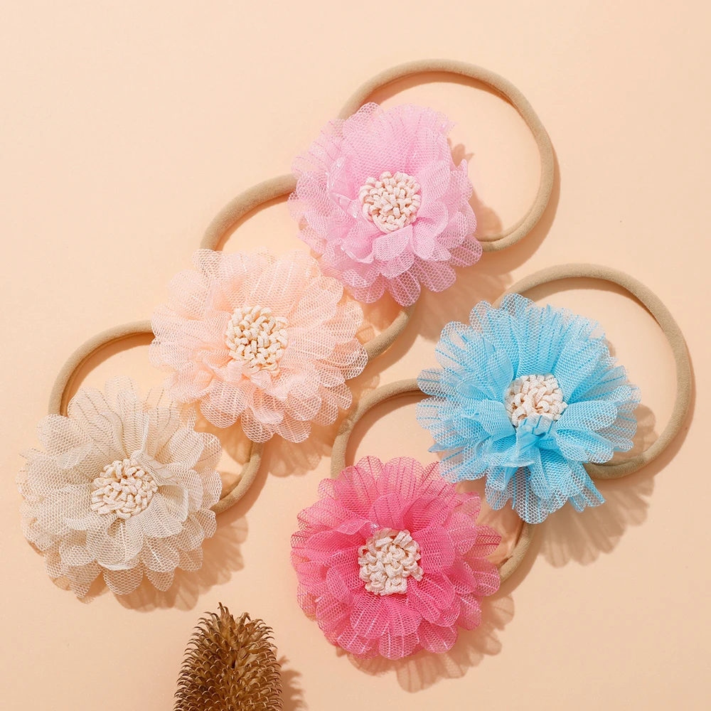 Girls Sweet Flower Elastic Hair Bands for Nylon Hair Ties Children Ponytail Holder Rubber Band Headband Kids Hair Accessories