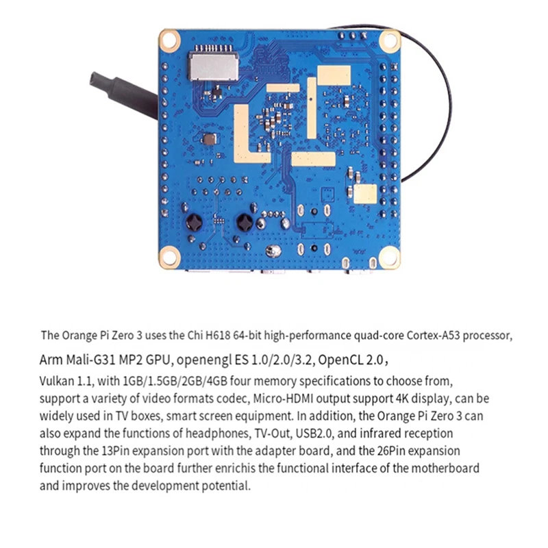 For Orange Pi Zero 3 4GB RAM Single Board Computer H618 Chip Wifi-BT5.0 LPDDR4 Gigabit Development Board Set EU Plug Durable