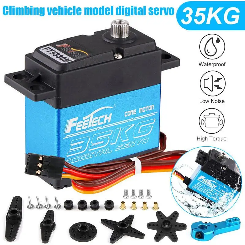 Feetech FT5330M 35KG Digital Servo RC Steel Gear 180 Degree 25T Metal Arm 7.4V Robot RC Servo Motor for RC Drift Car Helicopter