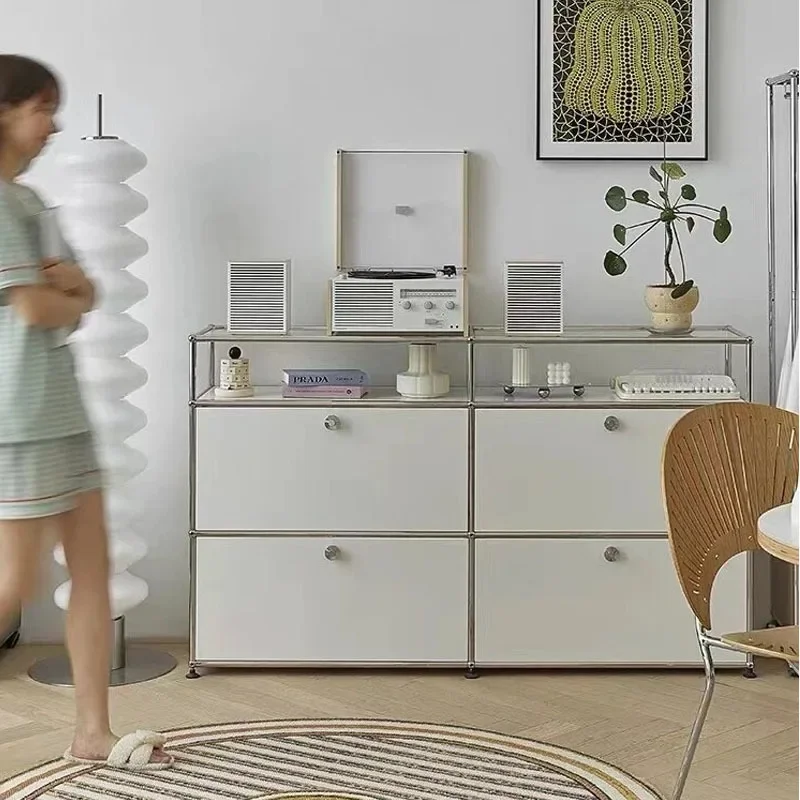 

Stainless steel side cabinet Modern Nordic home living room decoration Light luxury storage cabinet Locker