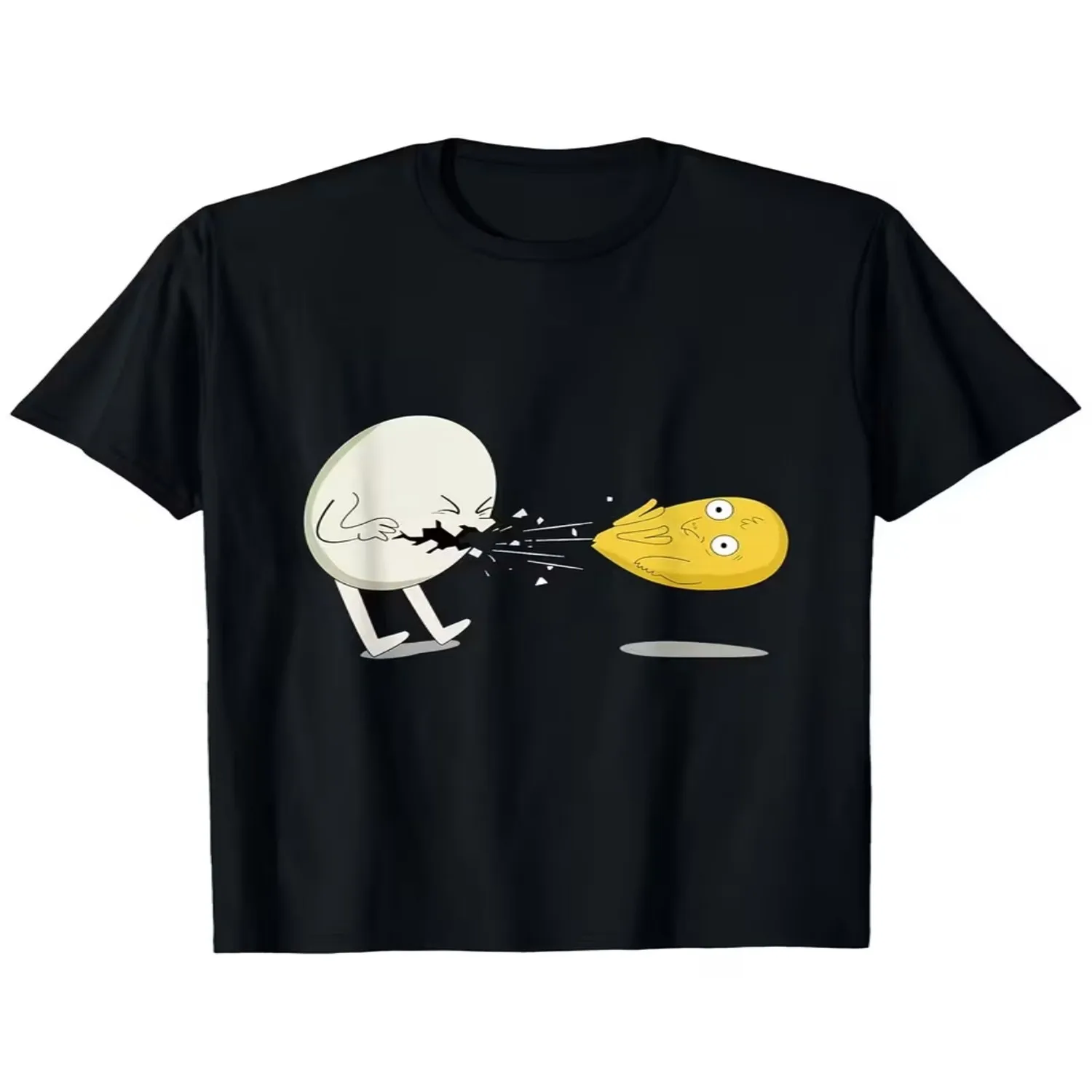 Fun Egg Yolk Hatching Chick T-Shirt - Vintage Sneeze Comedy Style, 2025-2026 Christmas New Year Themed Chick Apparel, Machine Washable Printed Top Unisex T Shirt Gift For Her