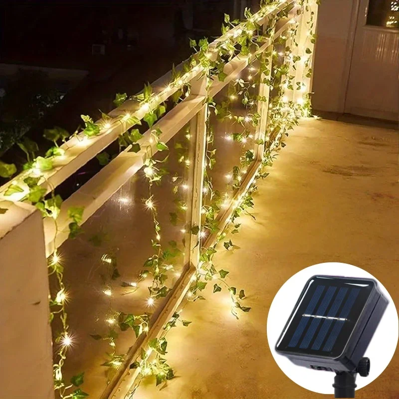 Christmas Solar Artificial Ivy String Light Garden Street Garland 8 Modes Waterproof Fairy Lights Party Wedding Xmas Decor