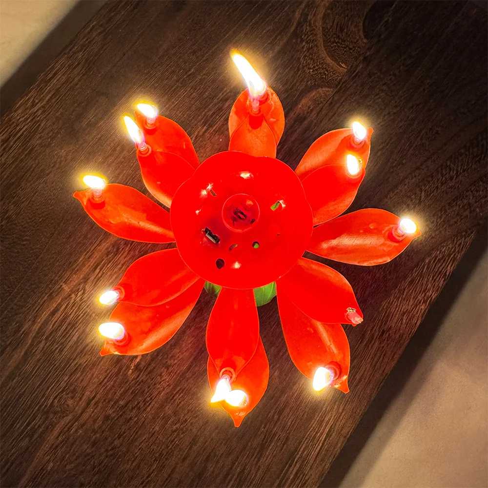 Musical Lotus Birthday Candle | Double-Layer Blooming Candle with Happy Birthday Tune | Surprise Birthday Cake Topper for Party