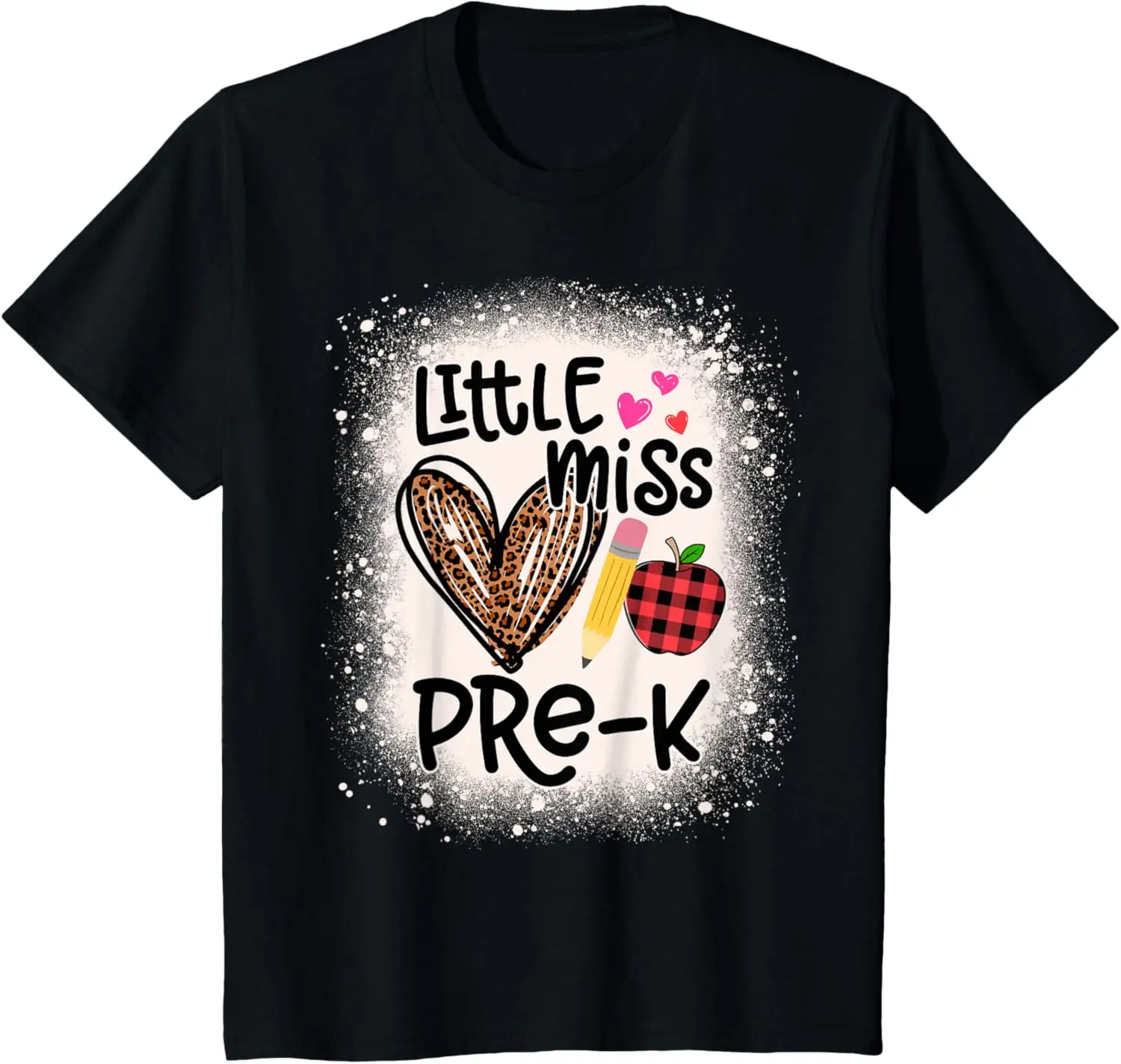 

Отбеленная футболка для девочек Leopard Little Miss Pre-K на первый день школьниц
