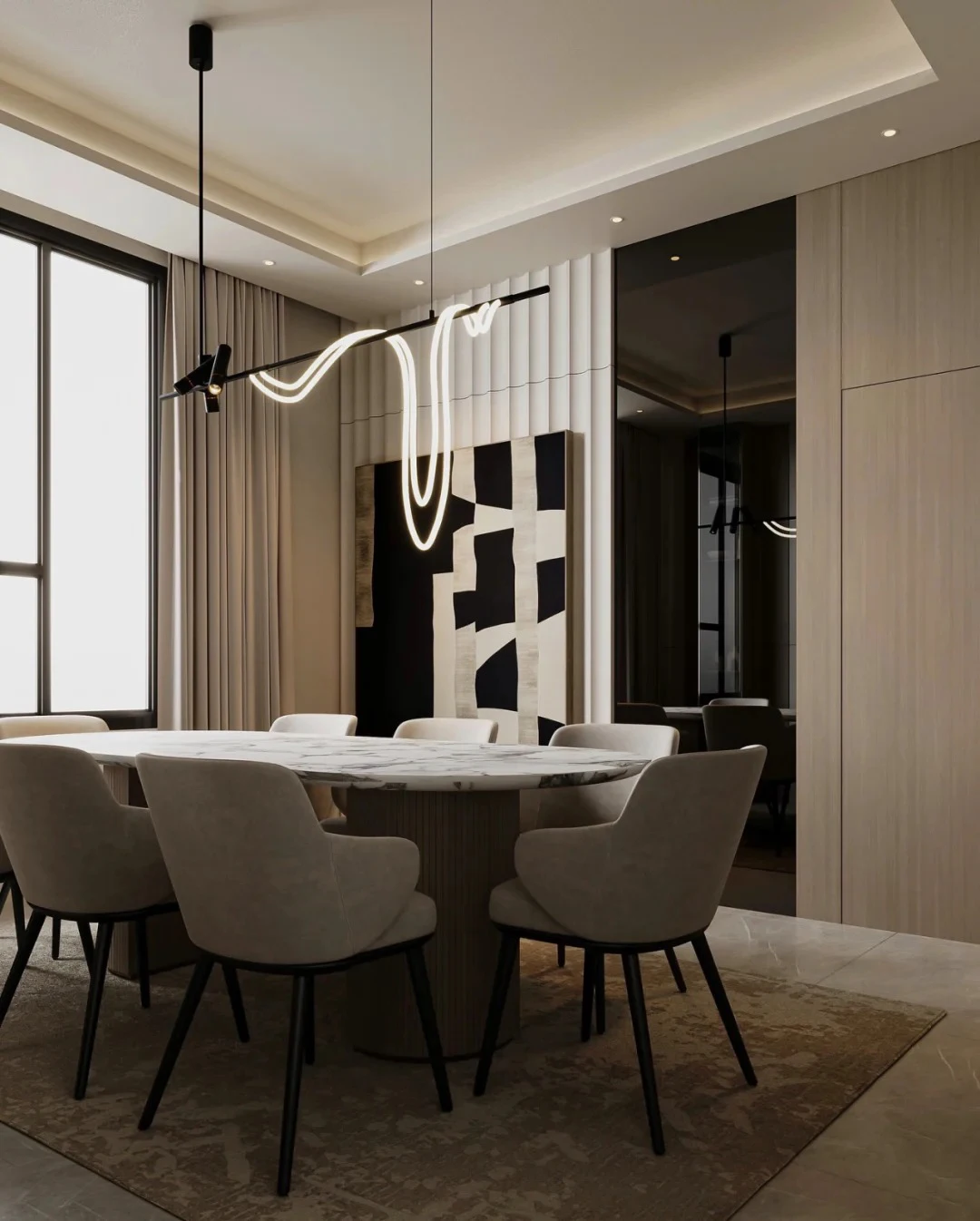 

Italy Modern Design Linear Art Deco Pendant Lights Elegant Home-applicants LED Dimmbale Lamps For Dining Room Table Island
