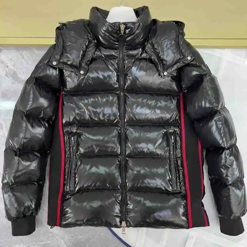 

Winter men's casual down jacket Hooded fashion coat 95% white goose down Side knitted link Unique and New Design man coat