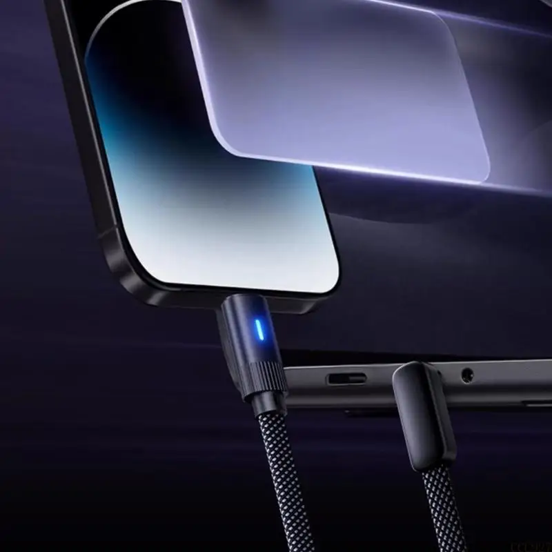 B03F Multifunctional Angled Type C Charging Cable LED Positioning Light Anti Interferences Suitable for Frequent Plugging