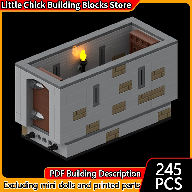 

Средневековый замок, модель MOC, строительные кирпичи, прямой коридор с дверью, модульная технология, детский праздничный подарок, сборный игрушечный костюм