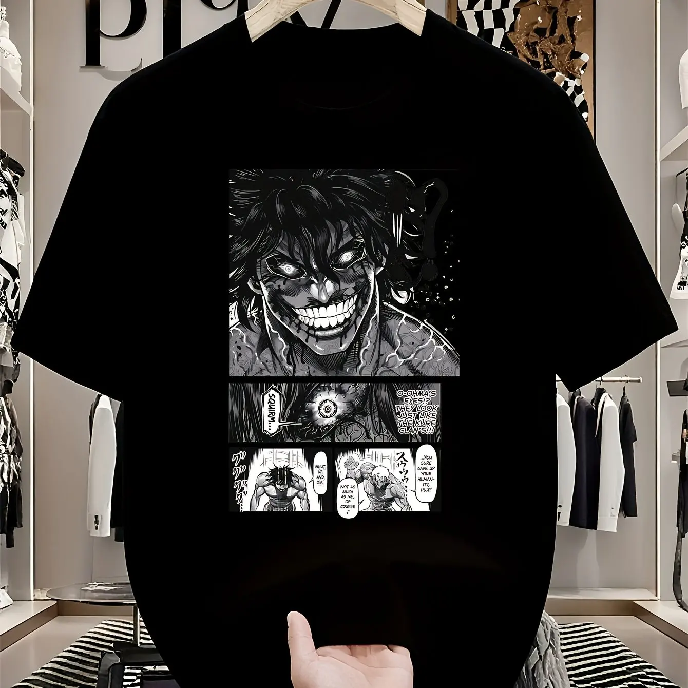 Camiseta Gráfica Kengan Ashura para Hombre, 100% Informal, Cuello Redondo, Ligeramente Elástica, Corte Regular, Tejido de Punto para Todas las Temporadas, Estampado de Anime