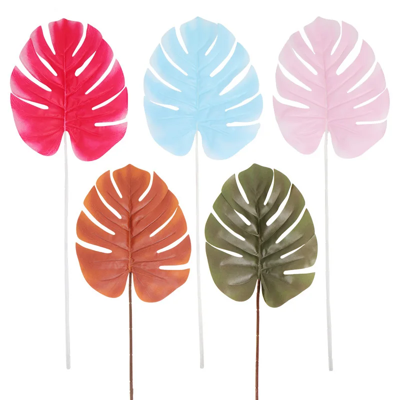 Fondo de fotografía de hojas de palma tropicales coloridas, accesorios de fotografía para habitación, estudio fotográfico, decoración de boda, hoja blanca, rosa y naranja