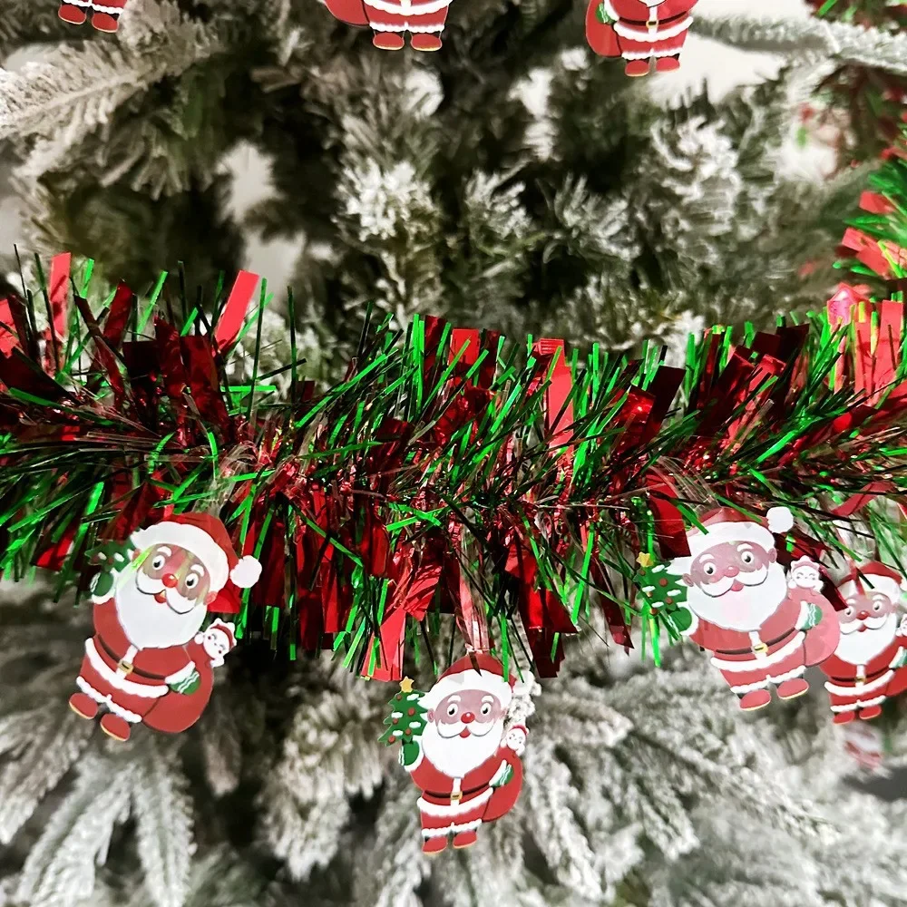 2M Christmas Snowflake Tinsel Garland Xmas Tree Decoration Christmas Metallic Twist Garland Ceiling Hanging New Year Party Decor