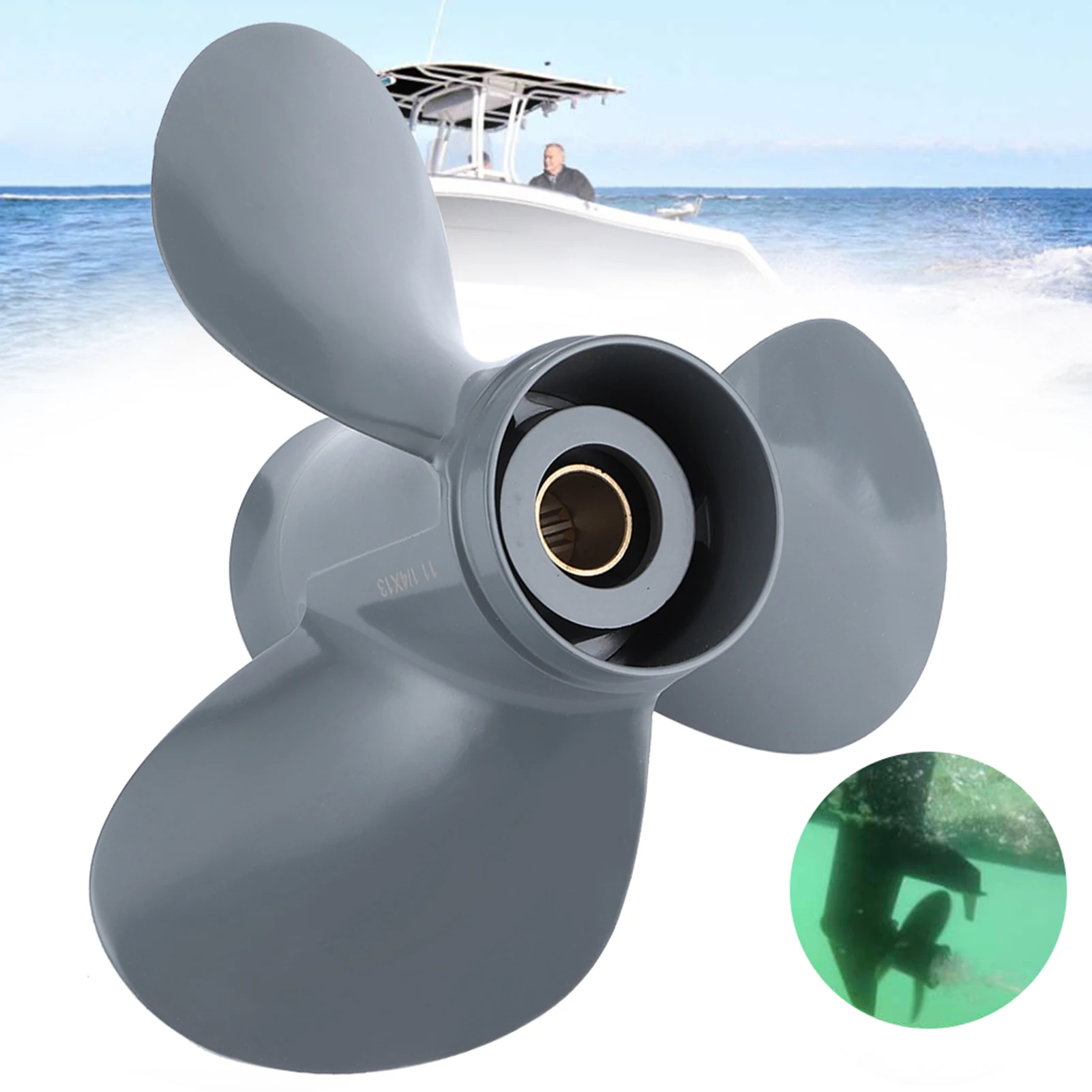 Propeller Replacement Outboard Propeller 13 Spline Tooth 3 Blades 58130‑ZV5‑000ZA 11 1/4 X 13 Fit for Honda 35‑60HP
