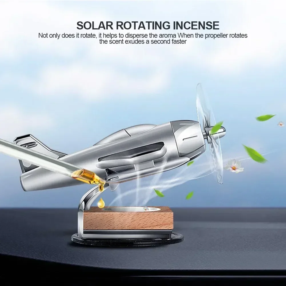 Car Essential Oil Diffuser Solar Airplane Air Freshener Wood