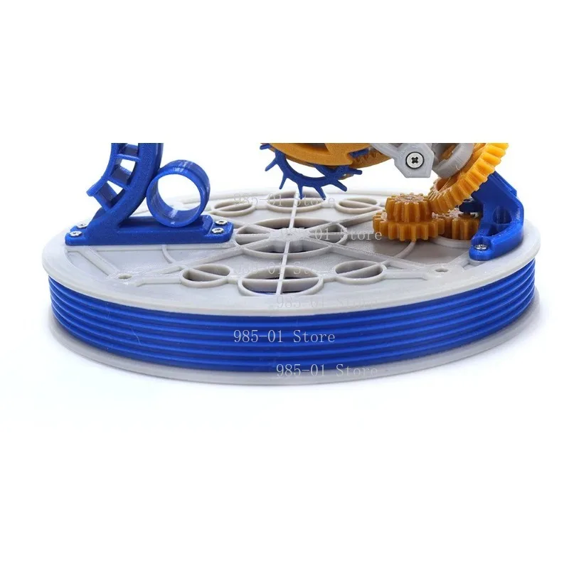 Dual-axis Tourbillon Model Metal Spring Power Gear 3D Printed Pendulum Clock Table Ornament