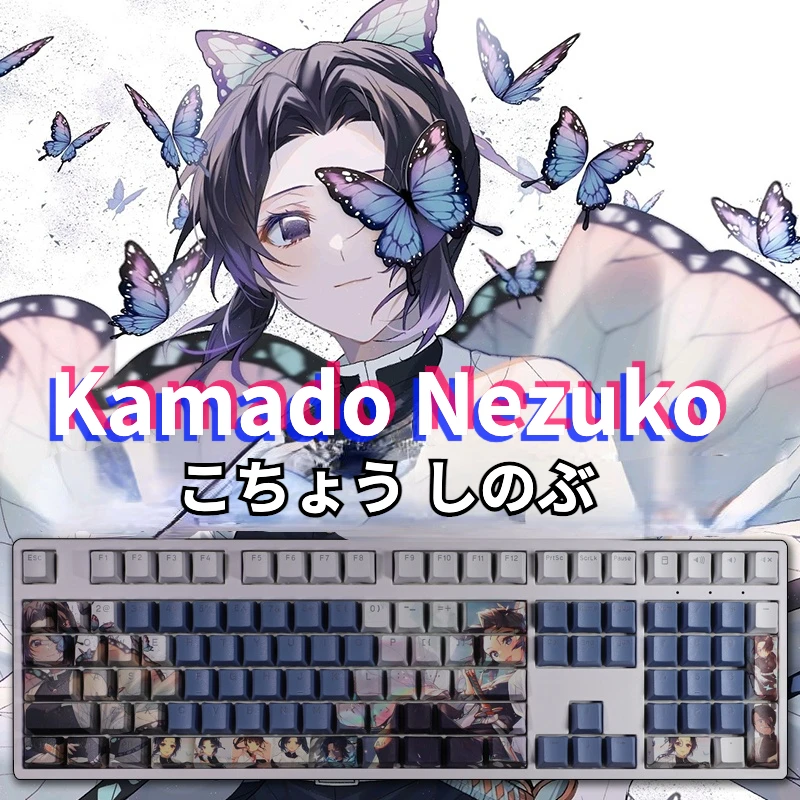 Kochou shinobu computador keyborads pbt dye atualizar 108 keycap conjunto cherry perfil keycaps cherry mx interruptor teclado mecânico