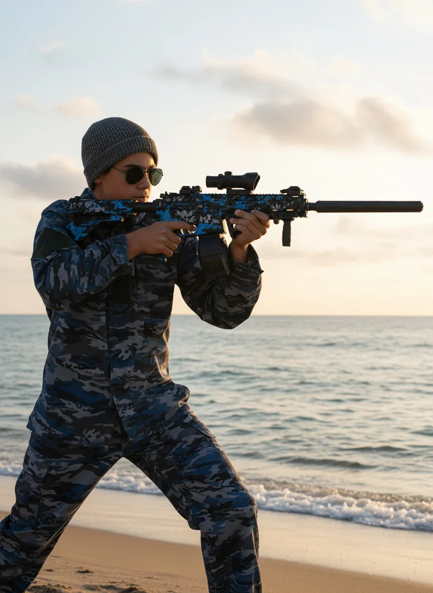 Blaster de brinquedo estilo nerf automático m416 para crianças de 5 a 12 anos, atirador de bola de gel elétrico para diversão ao ar livre e batalhas de equipe, presente perfeito