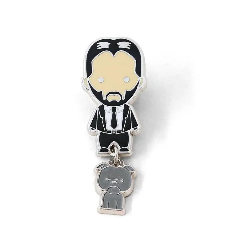 Keanu Reeves John Wick Dog Daisy Pendant Enamel Pin Legend Baba Yaga Pistol Brooch Fight Crime Movie Killer Badge Fans Gift Acce