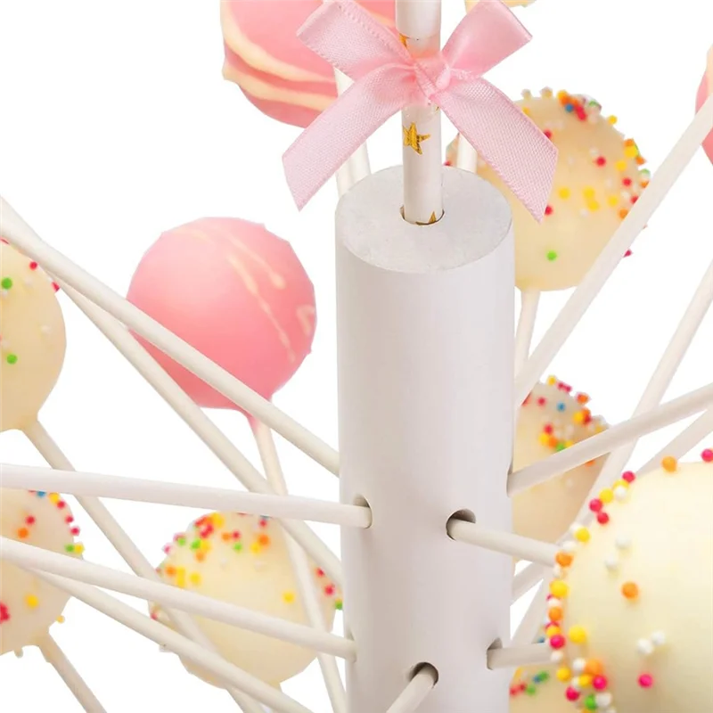 

ABMS-Wood Cake Lollipop Stand 60 Hole Wooden Lollipop Candy Display, Decorative Dessert Stand Sturdy And Easy To Assemble