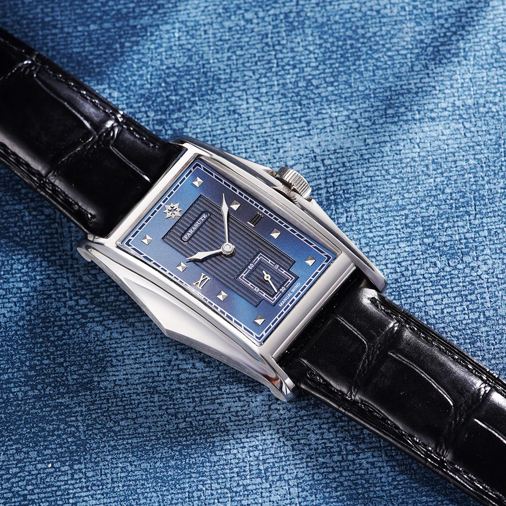 FARASUTE Luxury Sapphire Glass Square Manual Mechanical Wristwatch For Male Vintage Small Second Waterproof Machinery Men Watch