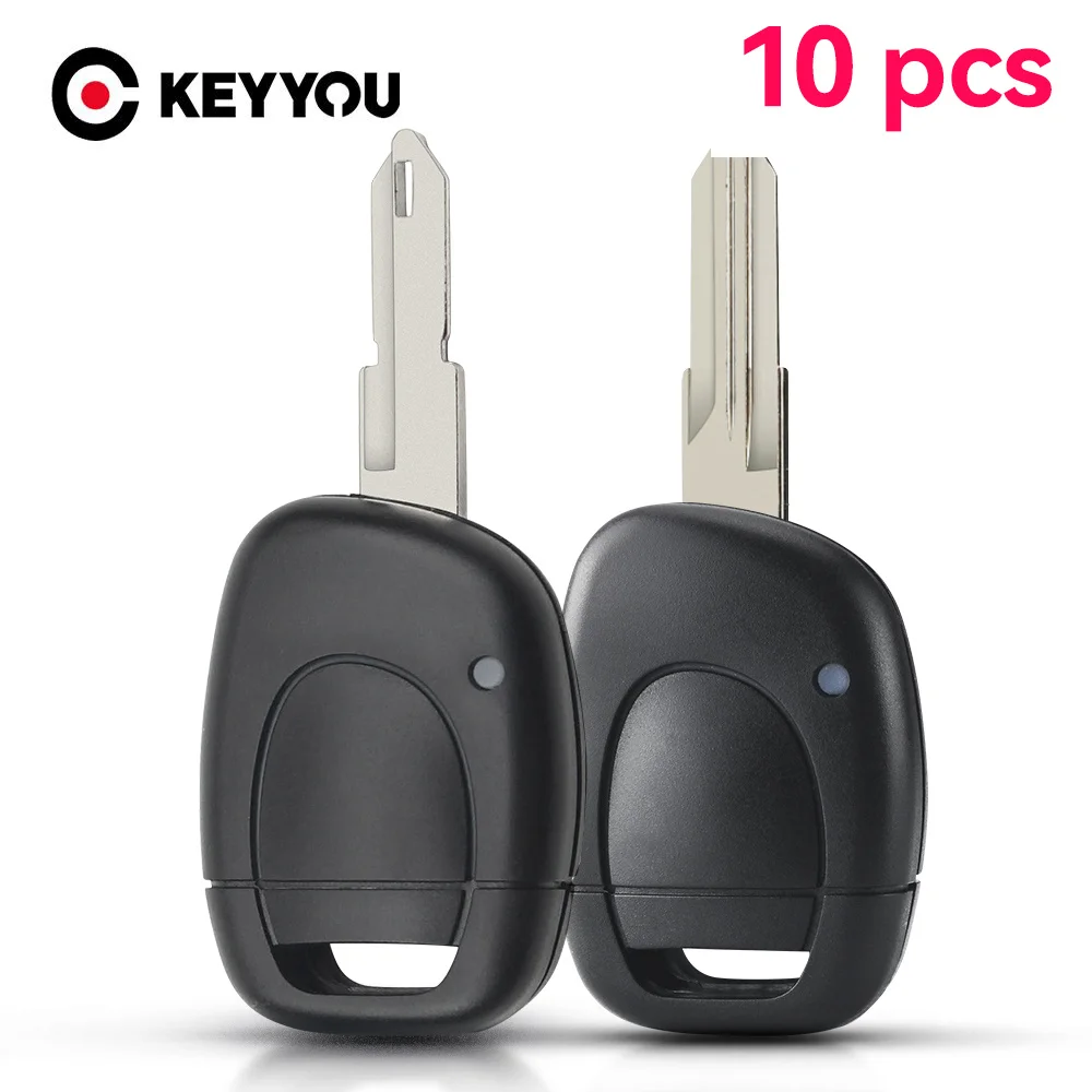 KEYYOU 10PCS For Renault Twingo Clio Kangoo Master NO Chip Keyless Entry Fob Key Case 1 Button Uncut Car Key Case Shell