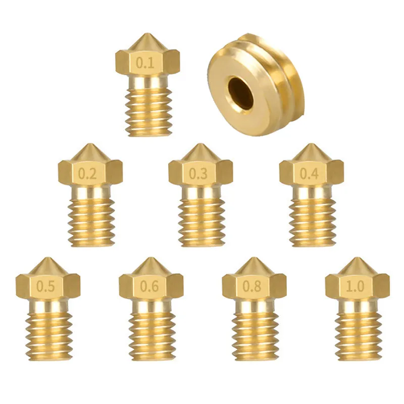 

5 шт. латунная резьба M6, 1,75 мм, расходная насадка с одним отверстием для E3D V6, аксессуар для 3D-принтера