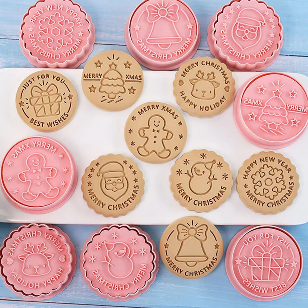 8pcs Cartoon Christmas Biscuits Molds Set Easy Using Cake Decor Baking Mold For Biscuits Making