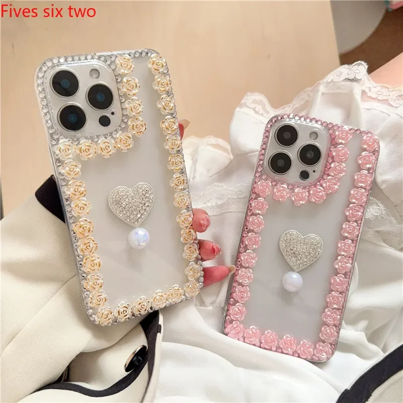 موضة حجر الراين زهرة الكاميليا الحالات الهاتف لجوجل بكسل 9 برو XL 8 7 6 9A 8A 7A 6A Pixel8A بريق غطاء الماس الفاخر