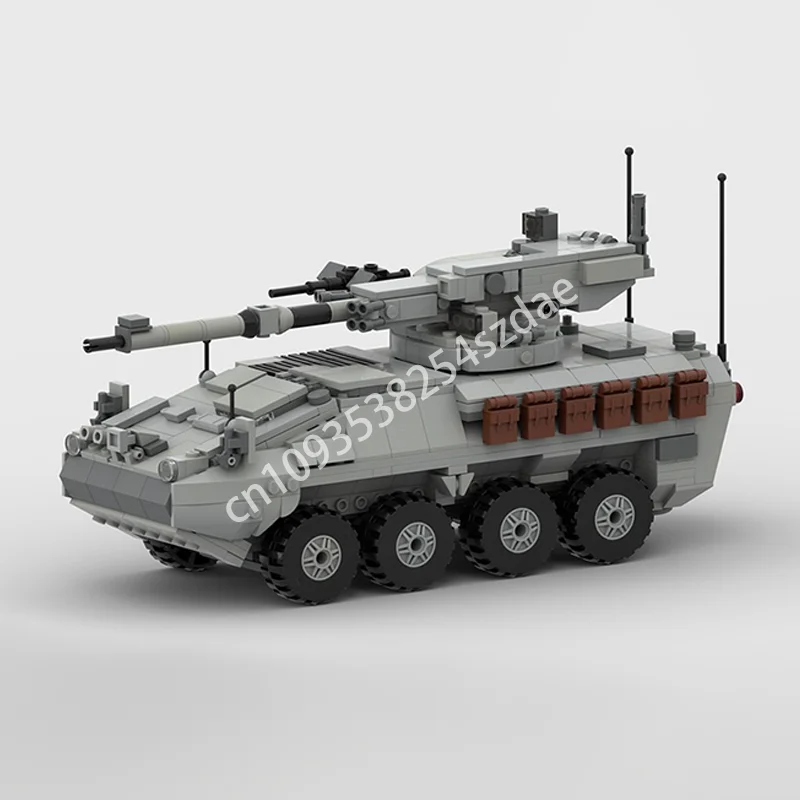 

763PCS MOC War Series M1128 Stryker MGS | Mobile Gun System | 1:34 Scale | General Dynamics Land Systems Military Model Building