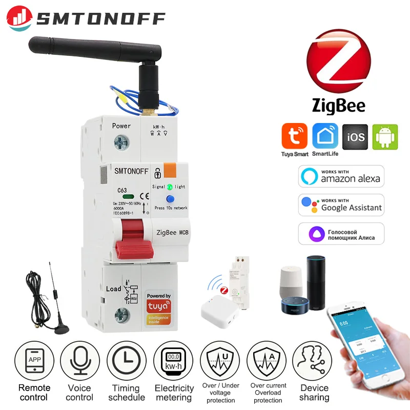 

Tuya Zigbee Multifuntion Protector Smart Circuit Breaker With Metering Voice Control Alexa Google Alice