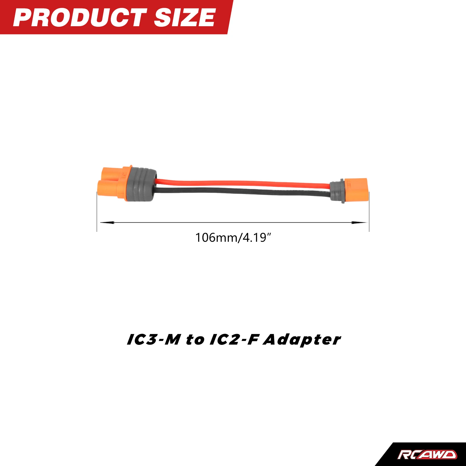 RCAWD 106mm IC3 Female to IC2 Male Adapter Connector 6